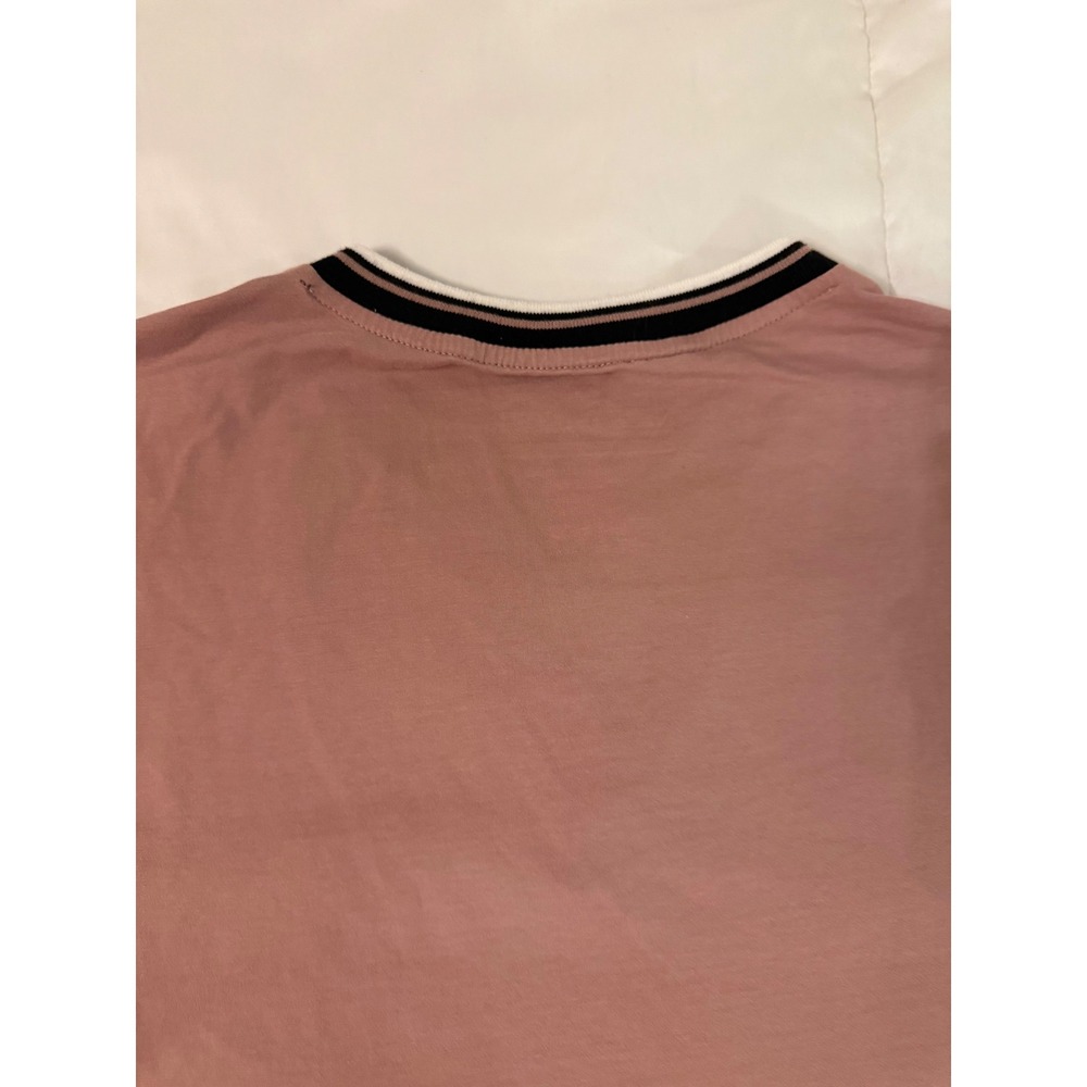 Nick Danger Mens XL Pink Short Sleeve Henley Shirt Striped Trim Cotton Blend - Picture 9 of 9